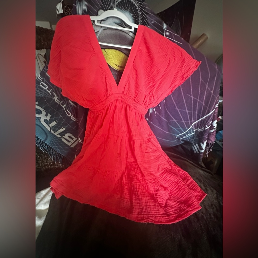 Aerie Bright Coral Summer Lightweight Dress and Swim Cover Up Oversized